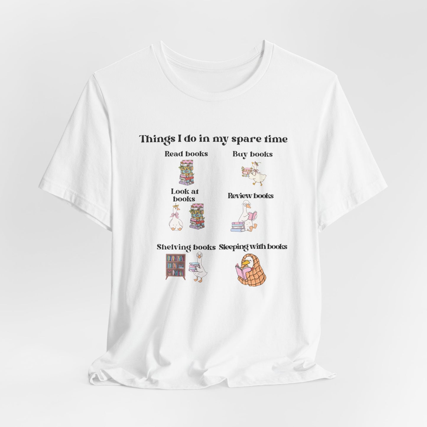 Book Lover T‑Shirt — "Things I Do in My Spare Time" Illustrated Reading Checklist