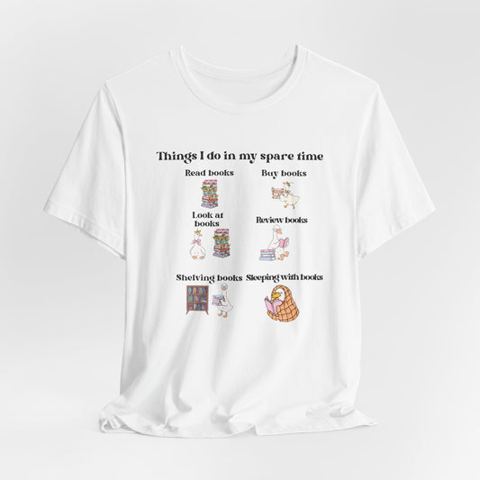 Book Lover T‑Shirt — "Things I Do in My Spare Time" Illustrated Reading Checklist
