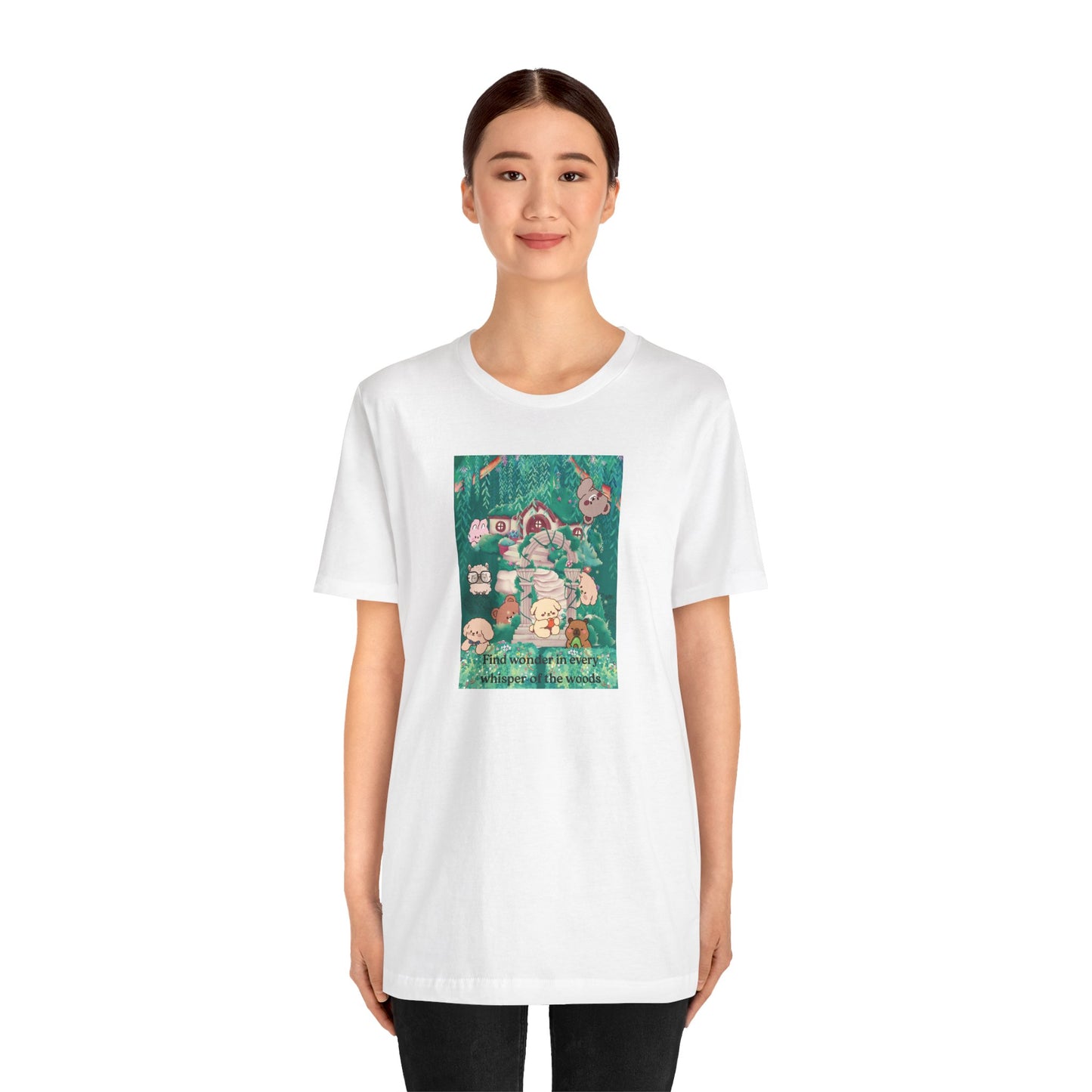 T-Shirt — 'Find Wonder in Every Whisper of the Woods' Cute Forest Animals Graphic Tee