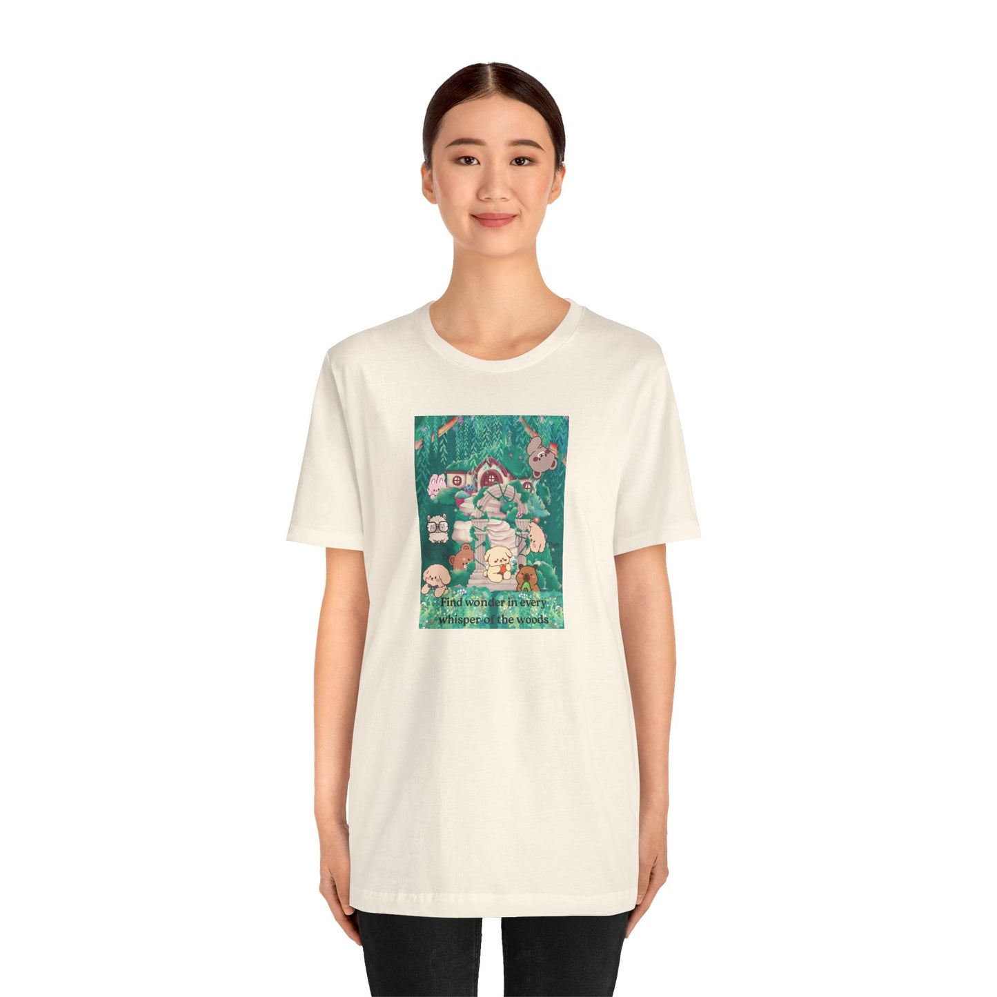 T-Shirt — 'Find Wonder in Every Whisper of the Woods' Cute Forest Animals Graphic Tee
