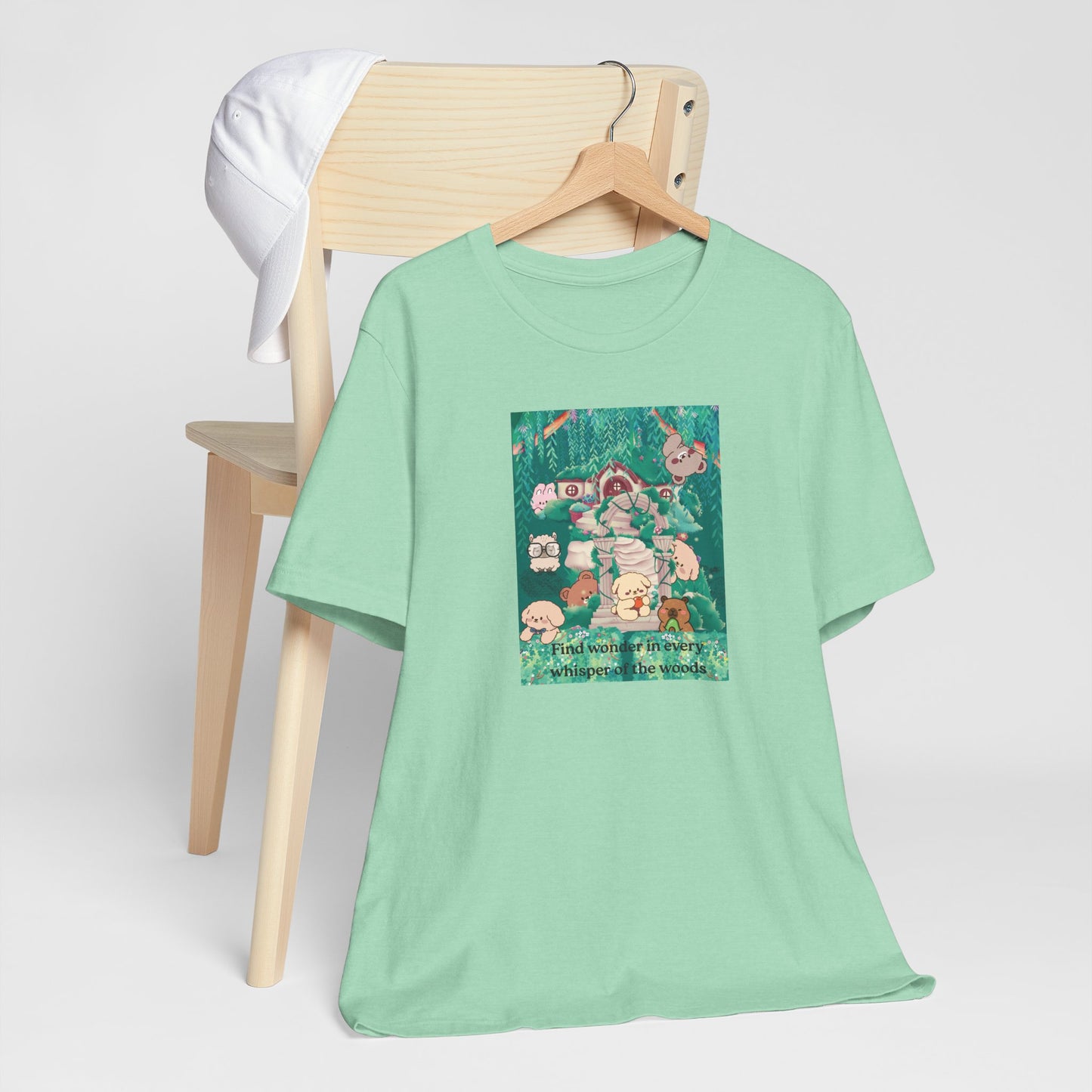 T-Shirt — 'Find Wonder in Every Whisper of the Woods' Cute Forest Animals Graphic Tee