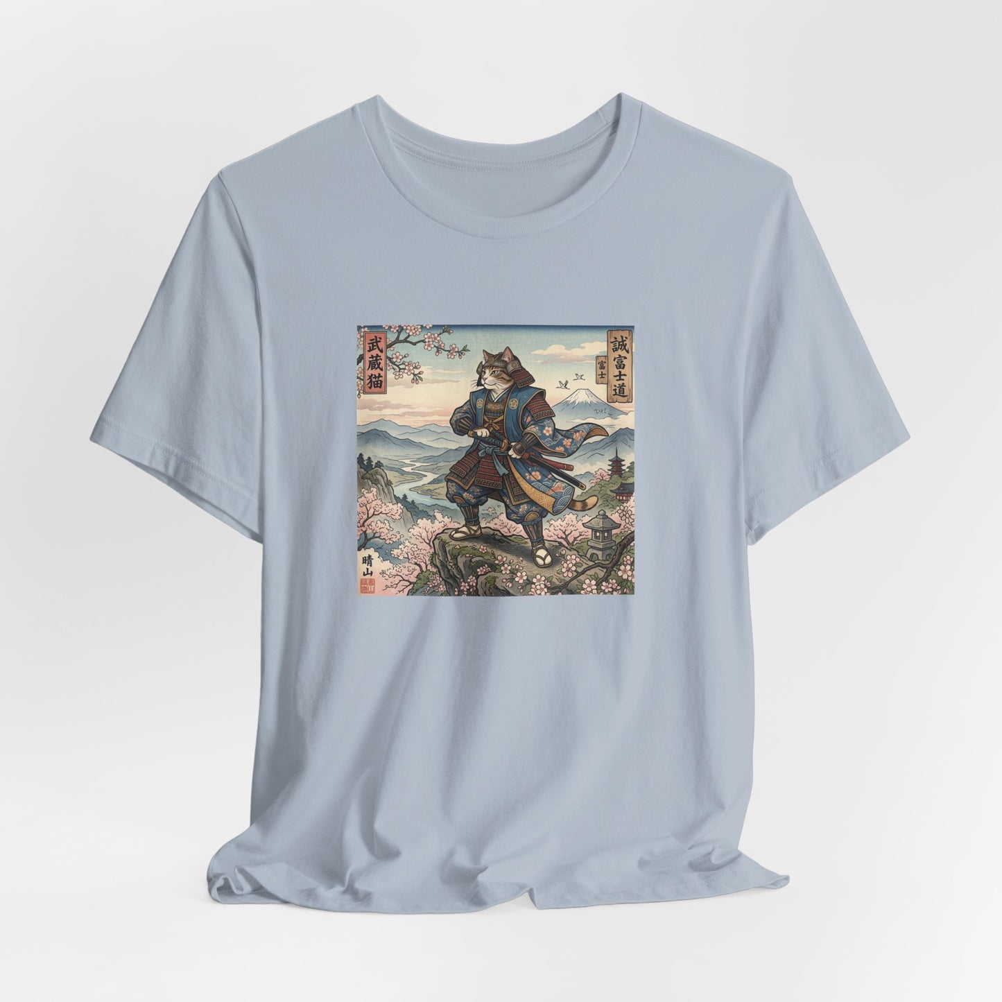Samurai Cat Graphic Tee — Japanese Ukiyo-e Inspired Anime T-Shirt