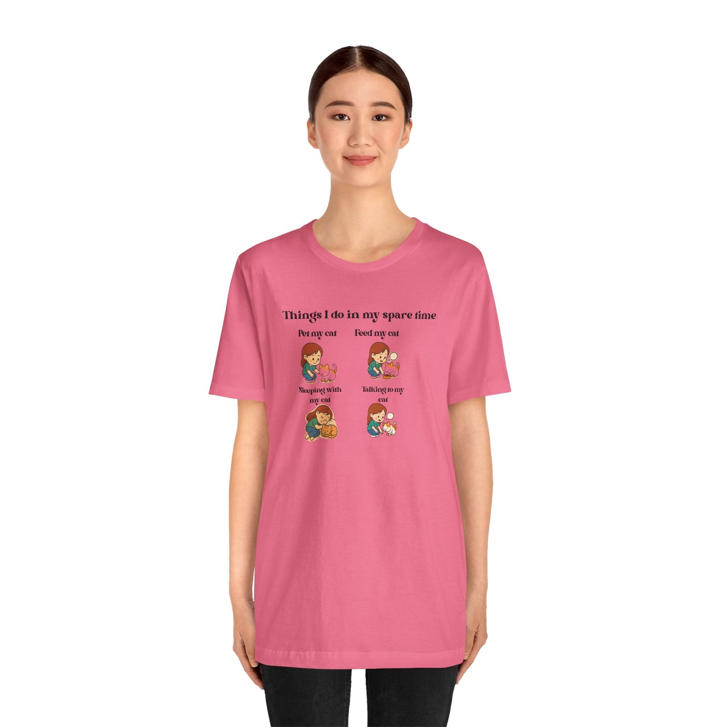 Cat Lover T-Shirt - "Things I Do In My Spare Time" Cute Cat Activities Tee