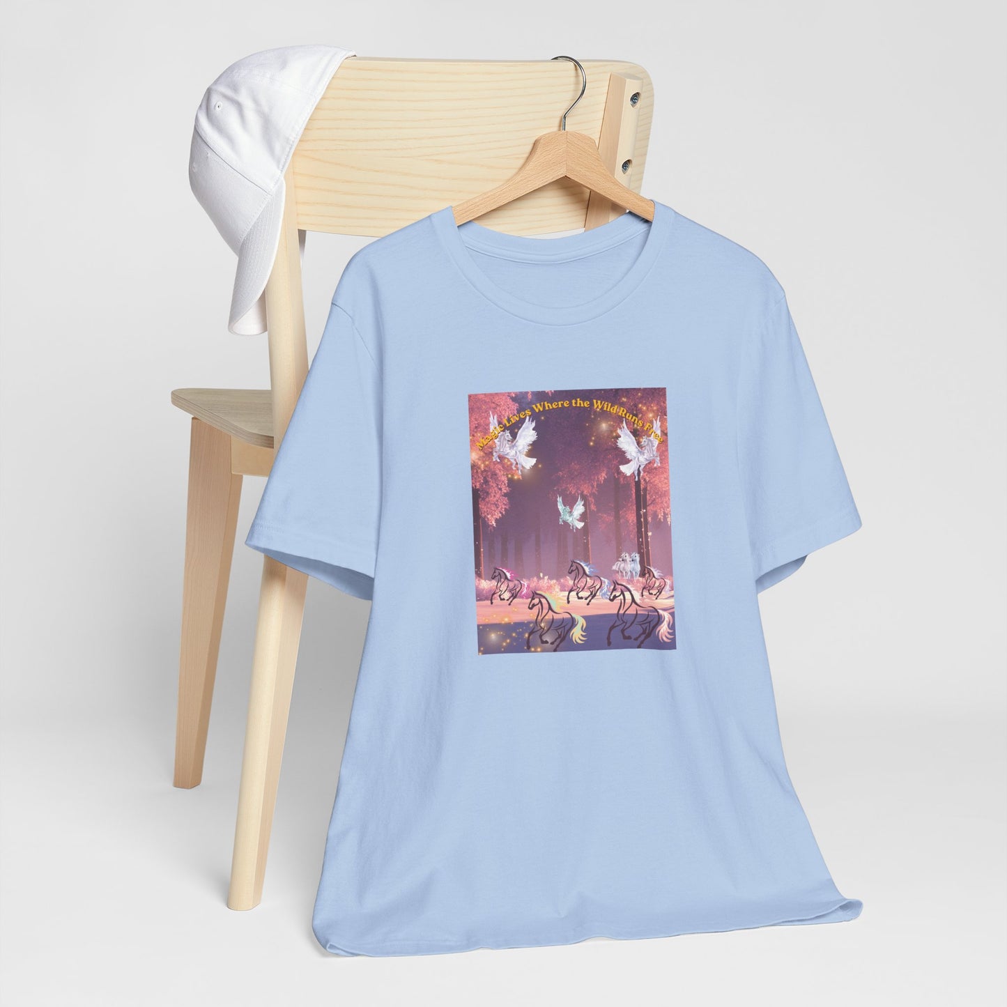 Pegasus & Horses Graphic Tee – "Magic Lies Where the Wild Run Free" Mystical T-Shirt
