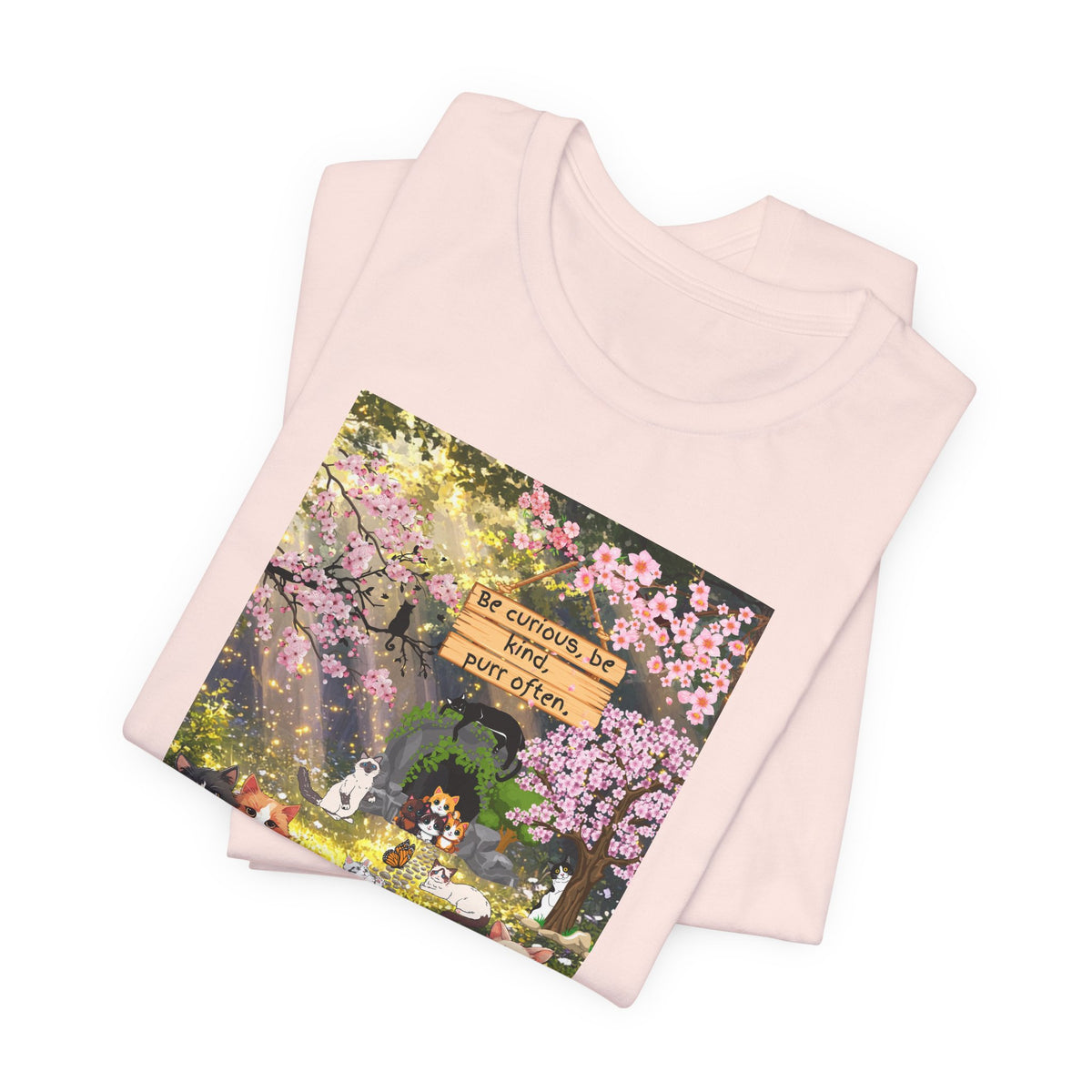 T-Shirt — Spring Dog Park Scene with 'Be Curious Not Critical' Quote