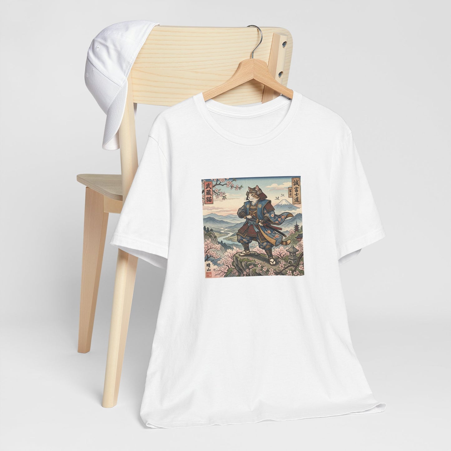Samurai Cat Graphic Tee — Japanese Ukiyo-e Inspired Anime T-Shirt