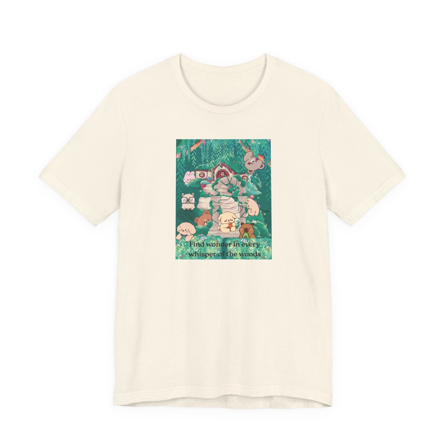 T-Shirt — 'Find Wonder in Every Whisper of the Woods' Cute Forest Animals Graphic Tee