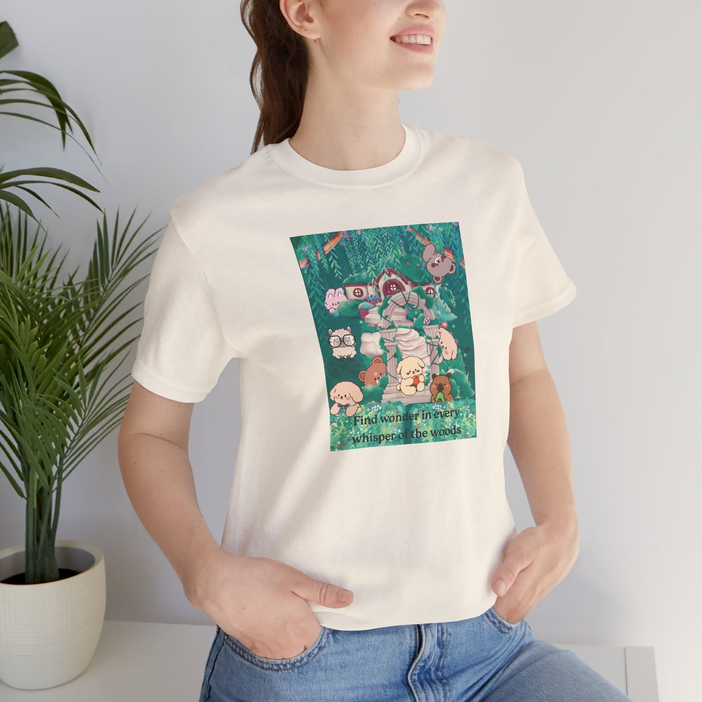 T-Shirt — 'Find Wonder in Every Whisper of the Woods' Cute Forest Animals Graphic Tee