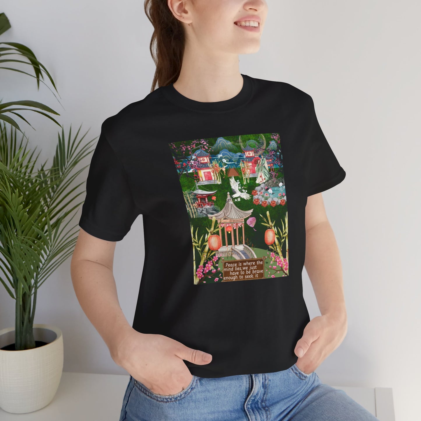 Japanese Garden Graphic Tee — Peaceful Pagoda & Lantern Art T-Shirt