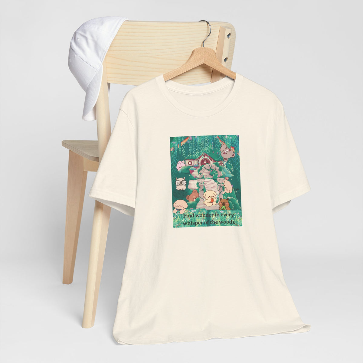 T-Shirt — 'Find Wonder in Every Whisper of the Woods' Cute Forest Animals Graphic Tee