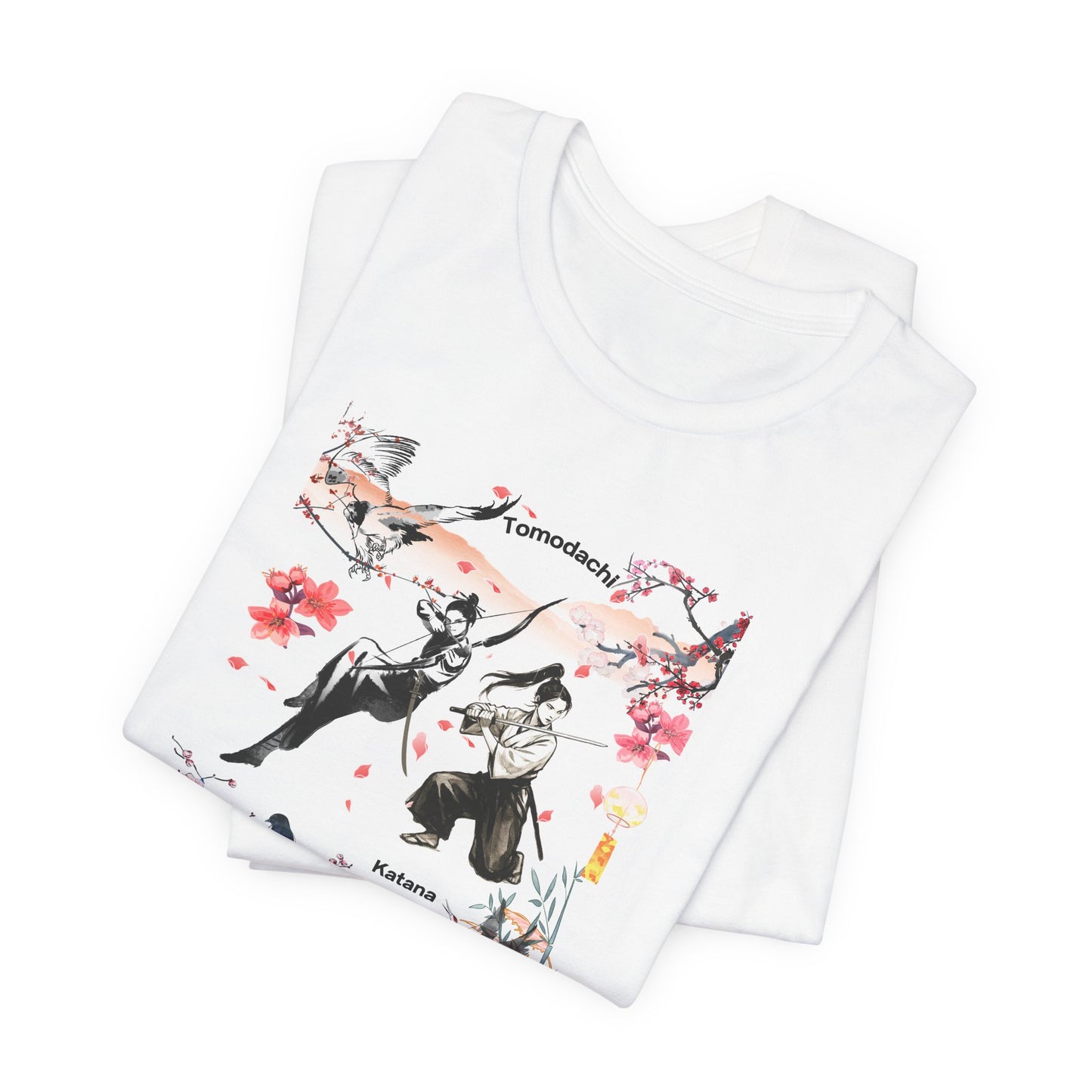 Samurai Cherry Blossom Tee — Katana Warriors Floral Graphic Shirt