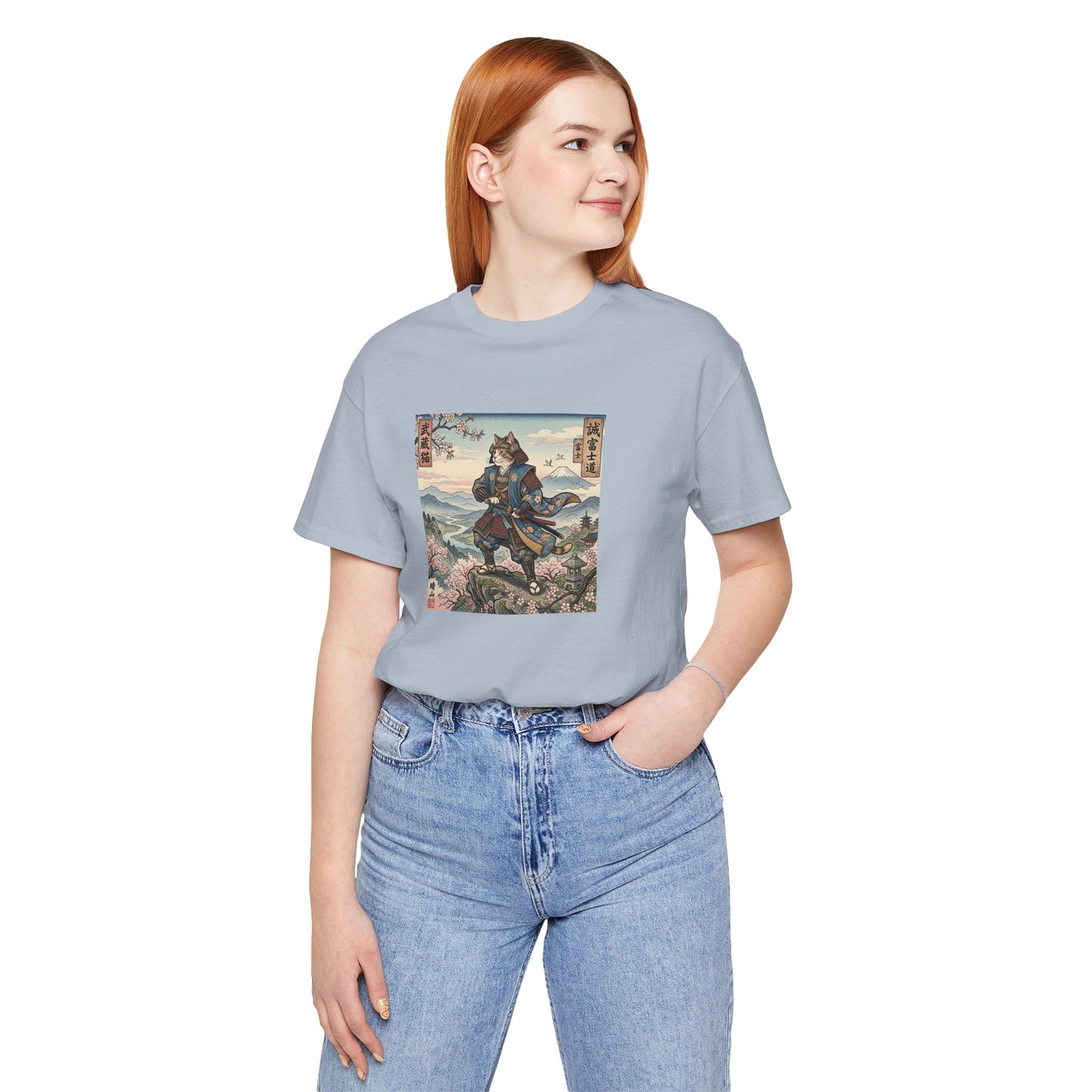 Samurai Cat Graphic Tee — Japanese Ukiyo-e Inspired Anime T-Shirt