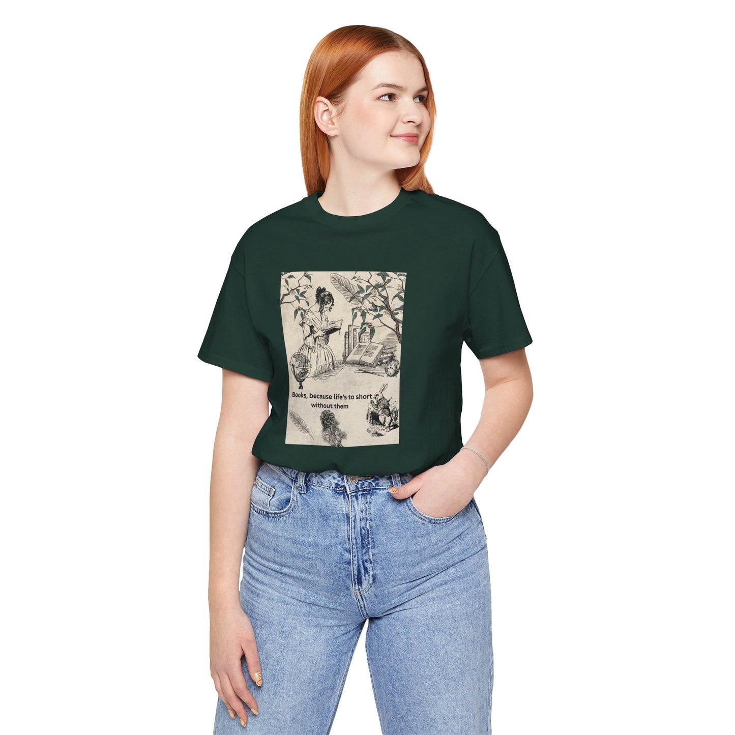 Vintage Reading Tee — "Books, because life’s too short without them"