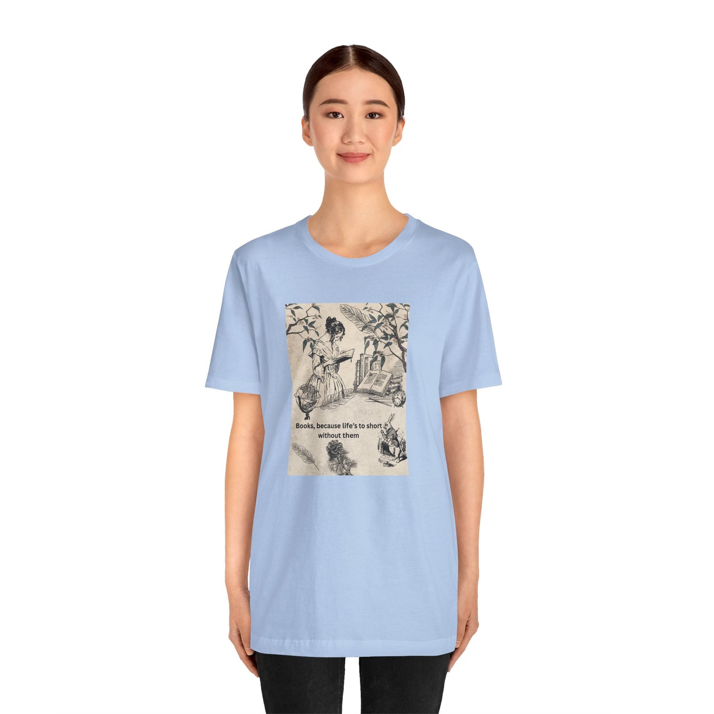 Vintage Reading Tee — "Books, because life’s too short without them"