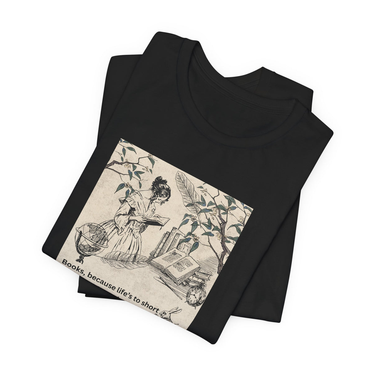 Vintage Reading Tee — "Books, because life’s too short without them"