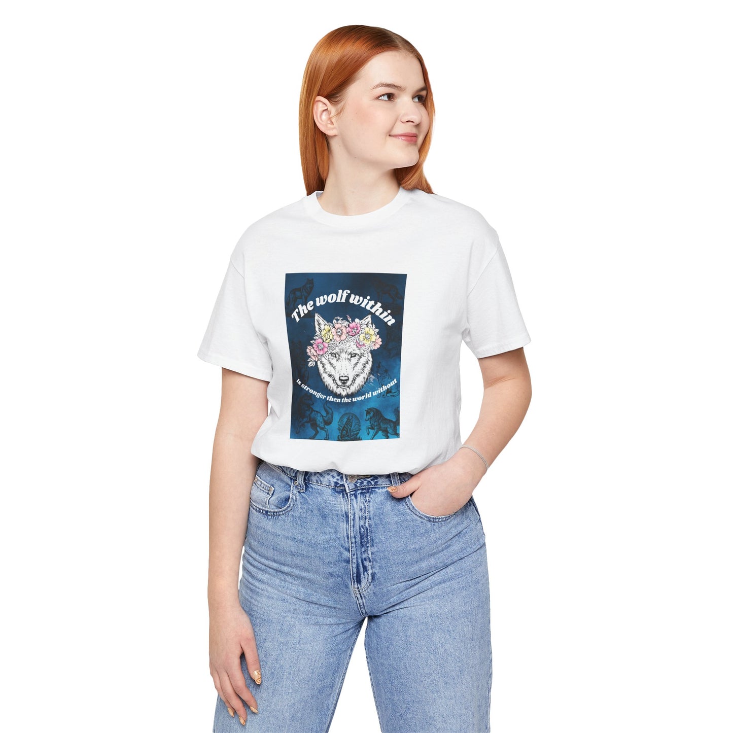 Wolf Within T‑Shirt — 'The wolf within' Floral Wolf Graphic Tee