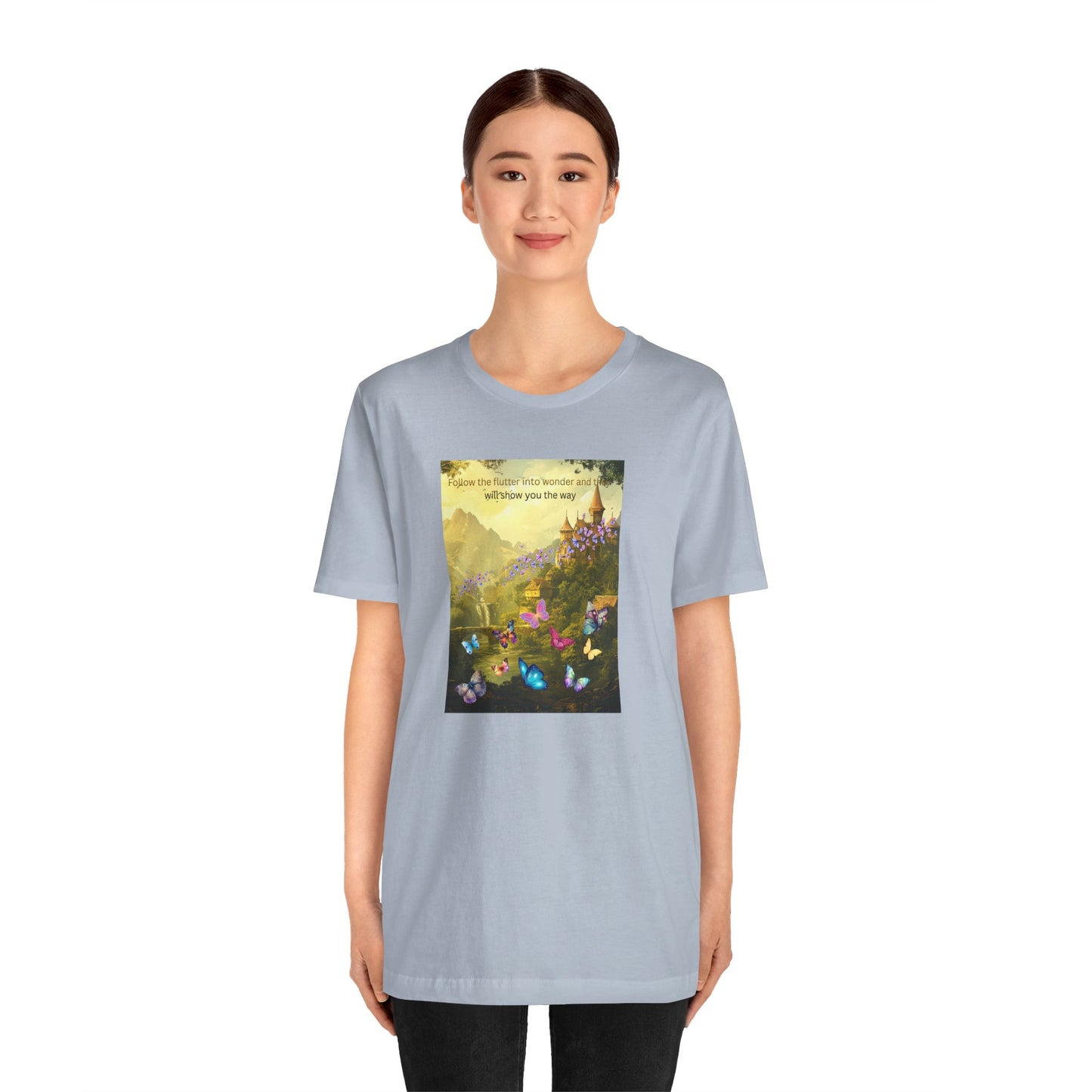 Inspirational Butterfly Tee — "Follow the Path You Were Meant to Walk" Scenic Graphic Shirt