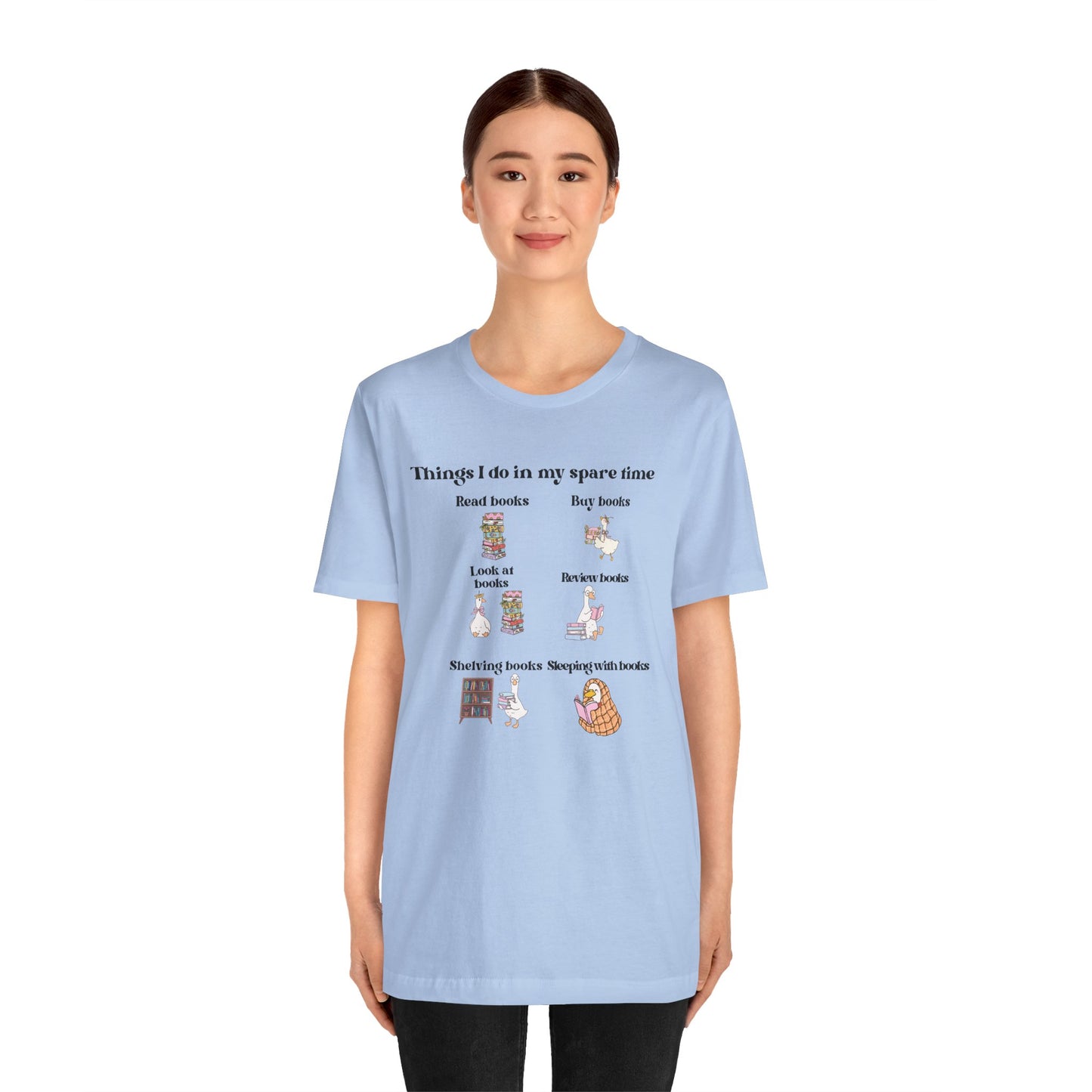 Book Lover T‑Shirt — "Things I Do in My Spare Time" Illustrated Reading Checklist