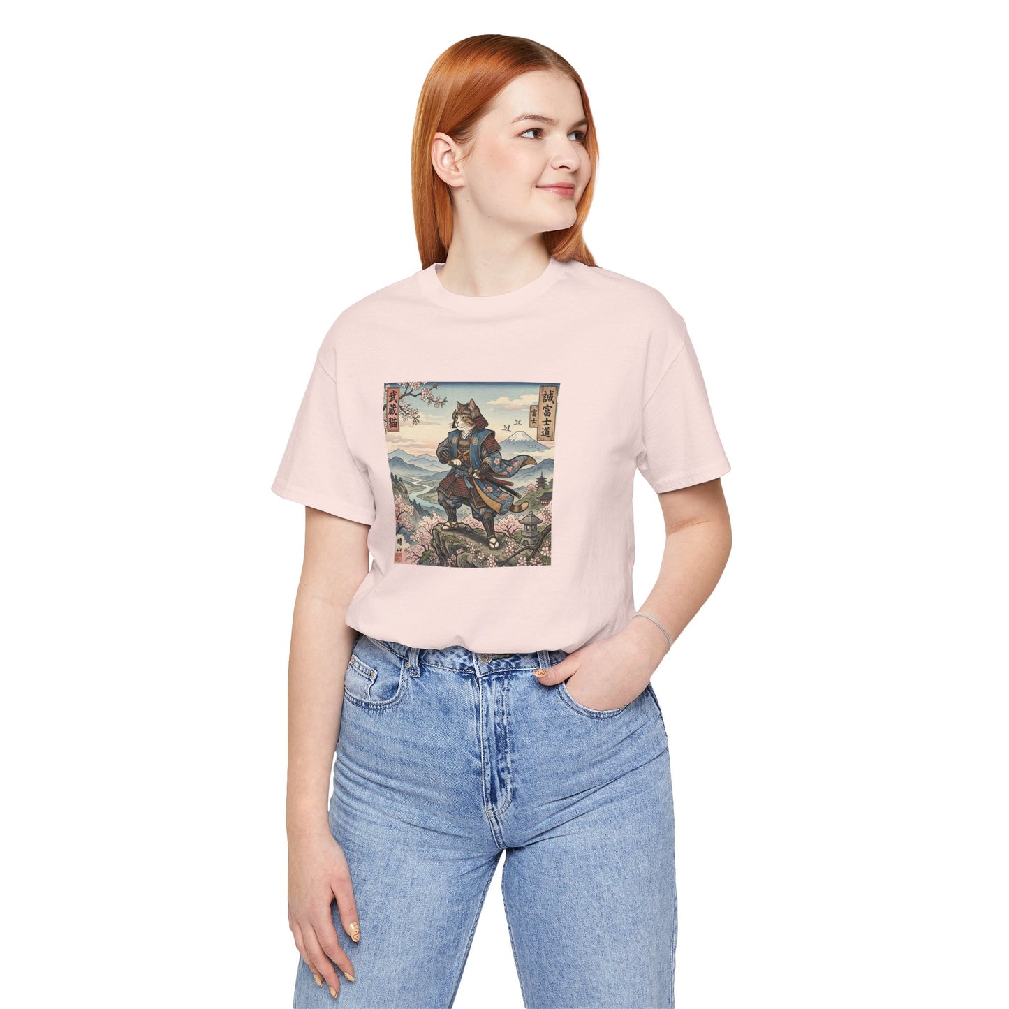 Samurai Cat Graphic Tee — Japanese Ukiyo-e Inspired Anime T-Shirt