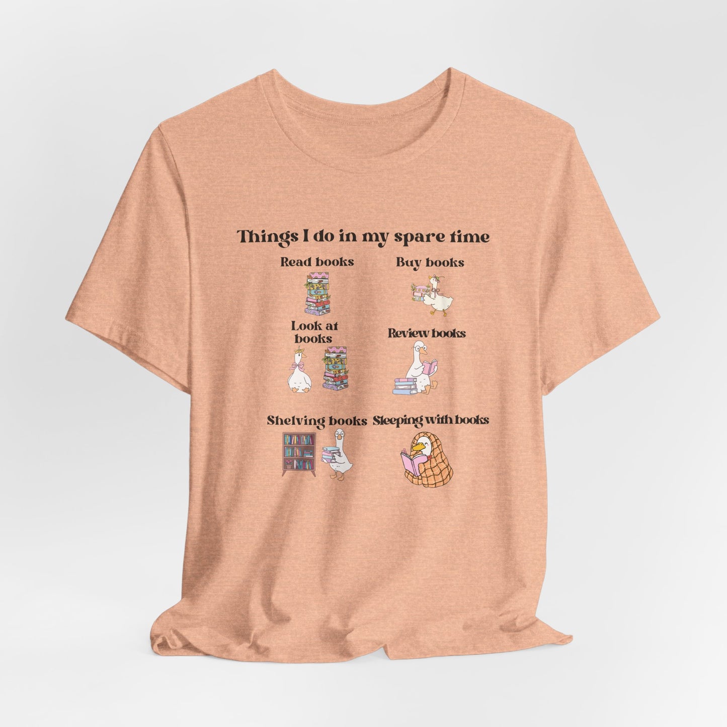 Book Lover T‑Shirt — "Things I Do in My Spare Time" Illustrated Reading Checklist