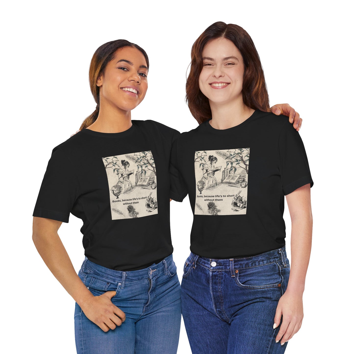 Vintage Reading Tee — "Books, because life’s too short without them"