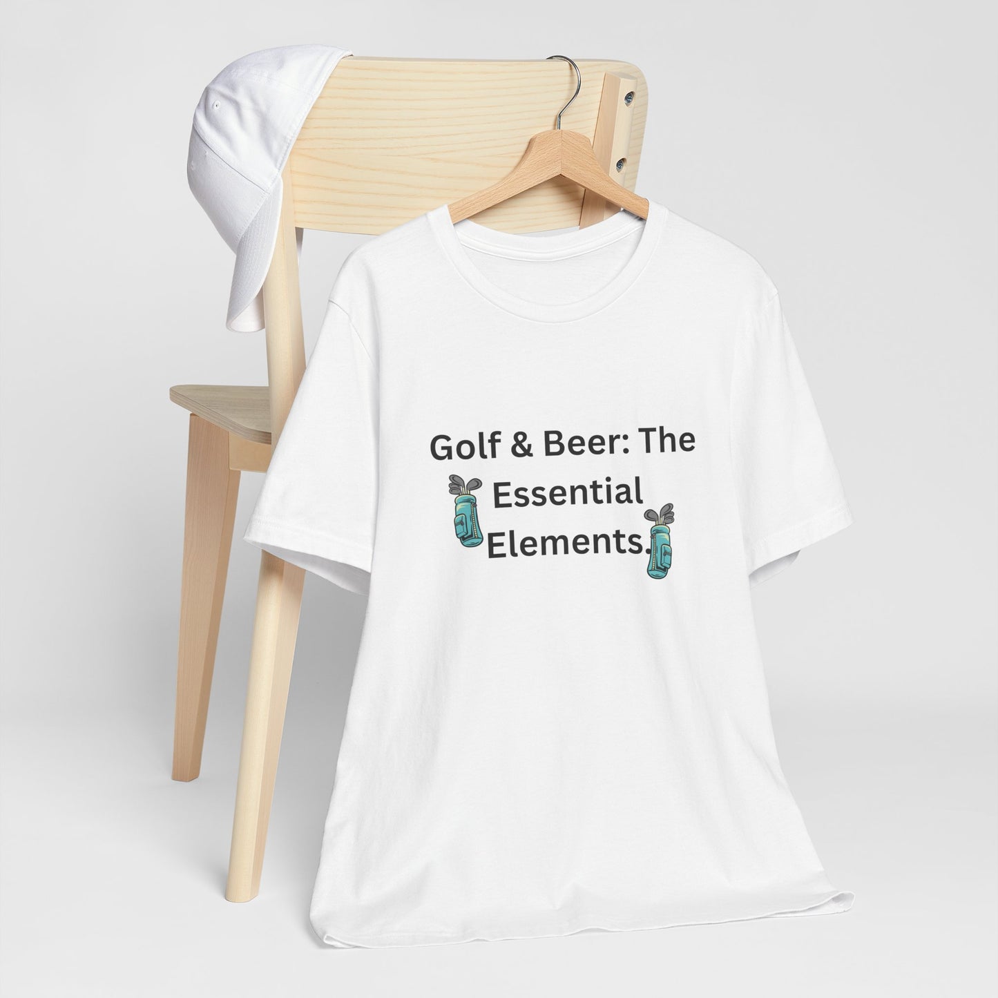 Golf & Beer T-Shirt — "Golf & Beer: The Essential Elements" Casual Graphic Tee for Golfers