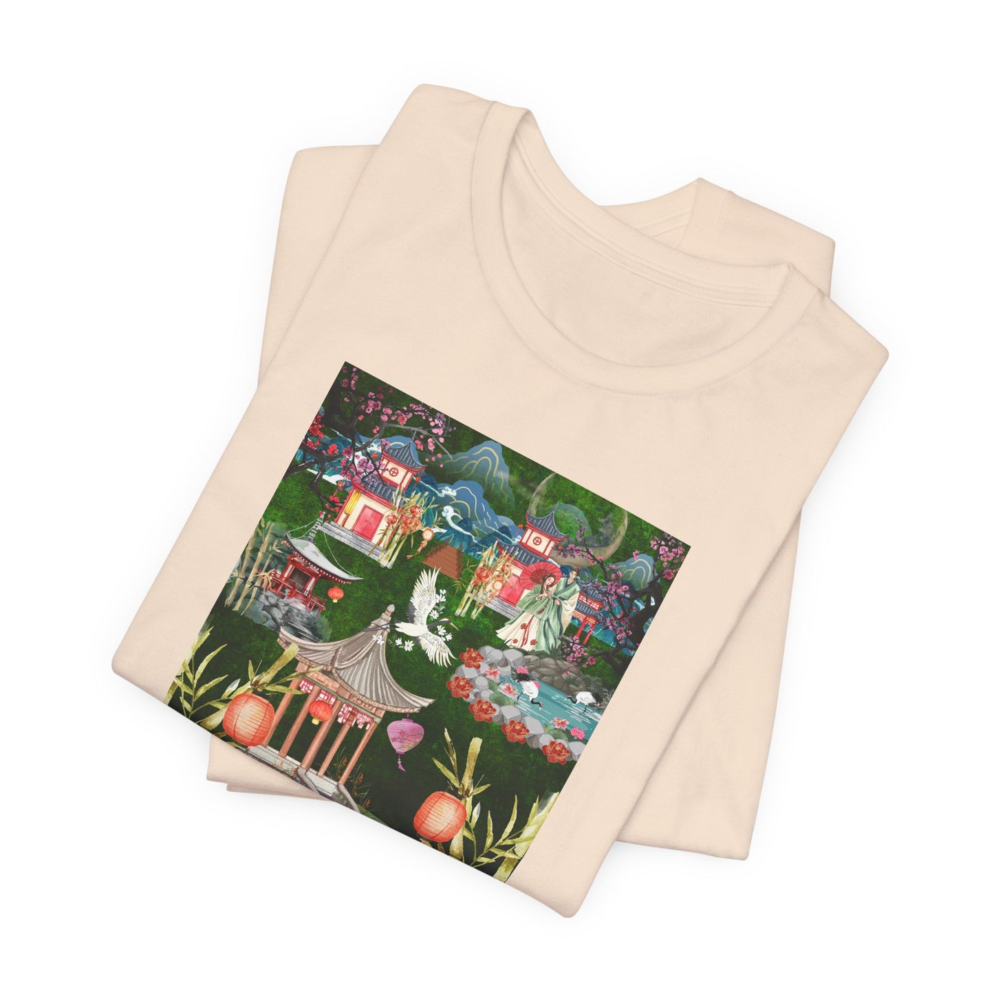 Japanese Garden Graphic Tee — Peaceful Pagoda & Lantern Art T-Shirt