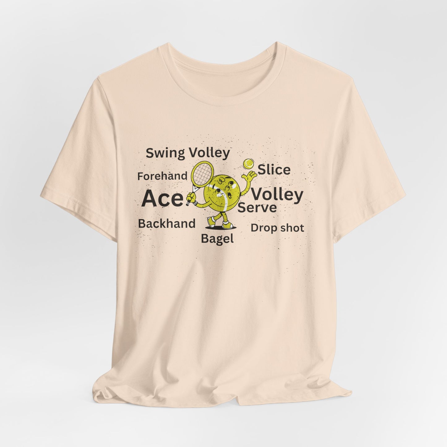 Tennis Ace Graphic Tee — Cute Tennis Ball Illustration with Terms (Ace, Volley, Serve)