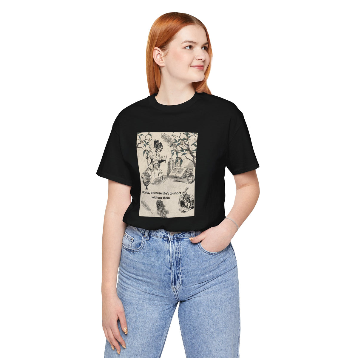 Vintage Reading Tee — "Books, because life’s too short without them"