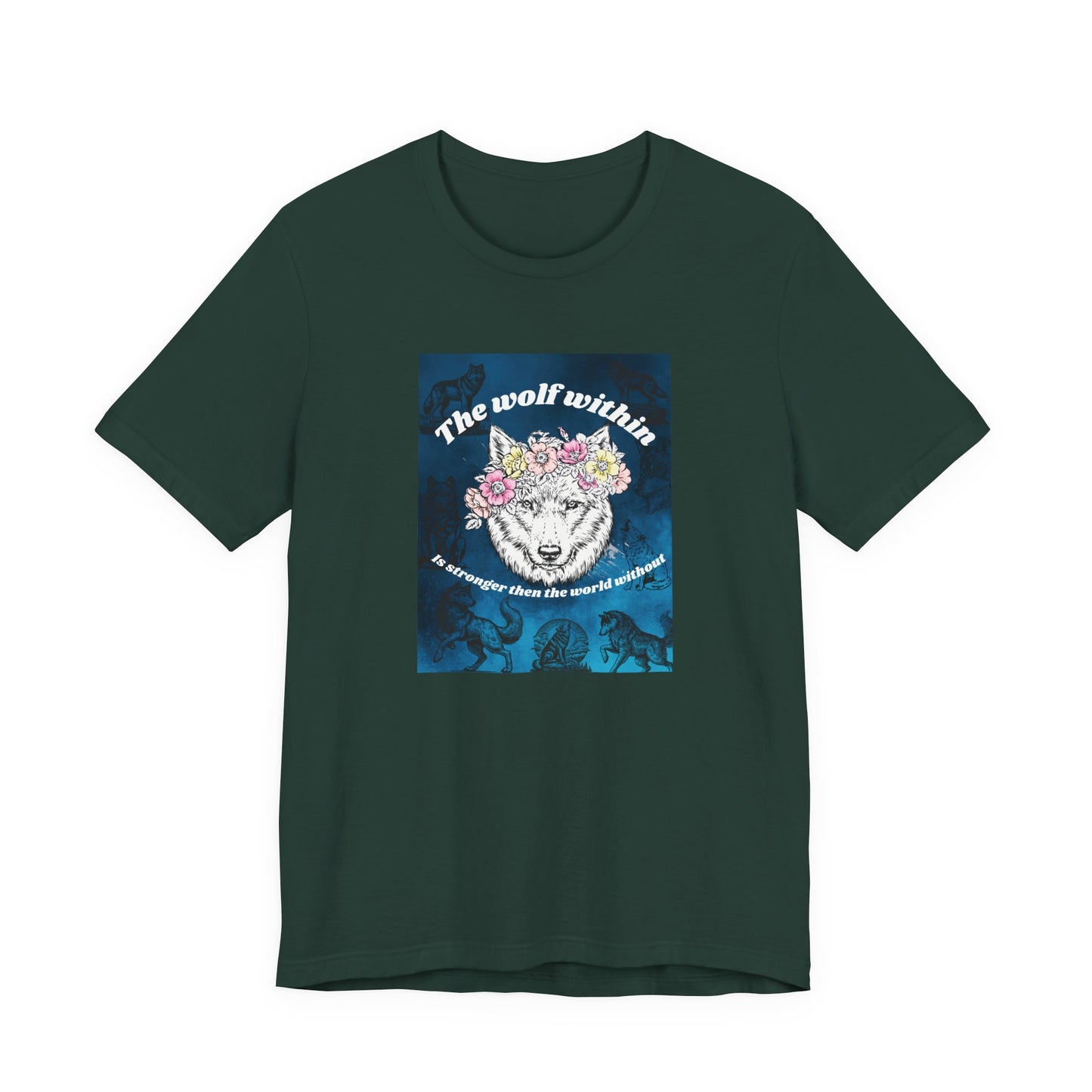 Wolf Within T‑Shirt — 'The wolf within' Floral Wolf Graphic Tee
