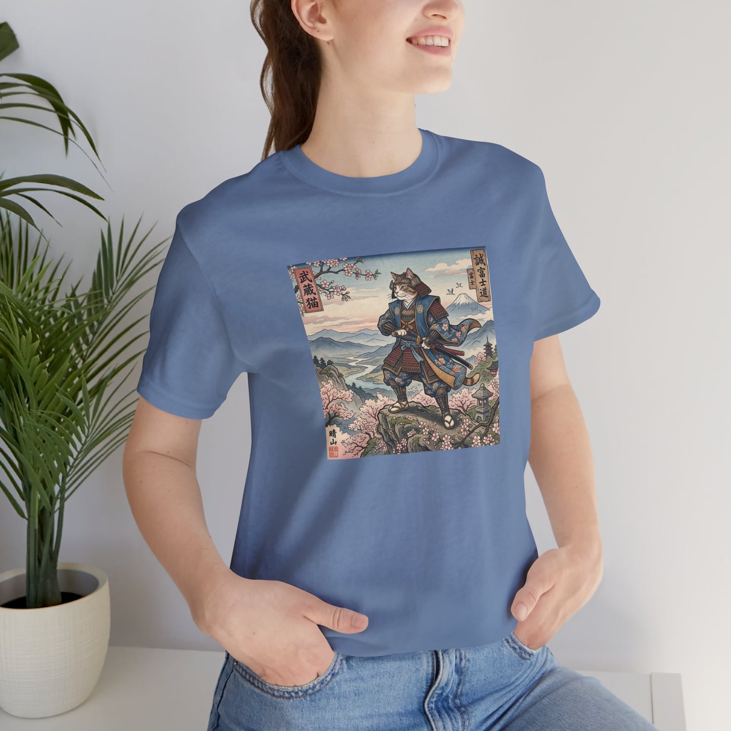Samurai Cat Graphic Tee — Japanese Ukiyo-e Inspired Anime T-Shirt