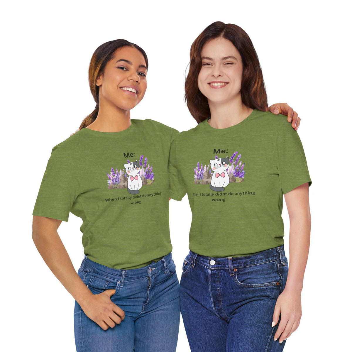 Cute Cat Tee — “Me: When I totally didn’t do anything wrong” Graphic T-Shirt