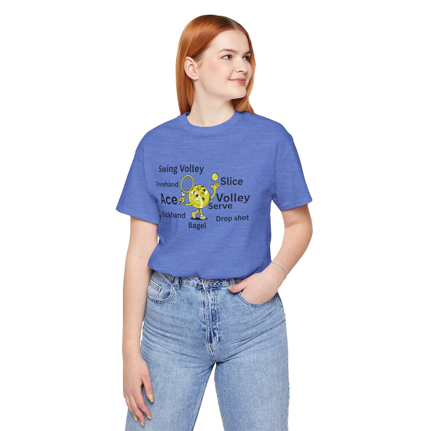 Tennis Ace Graphic Tee — Cute Tennis Ball Illustration with Terms (Ace, Volley, Serve)