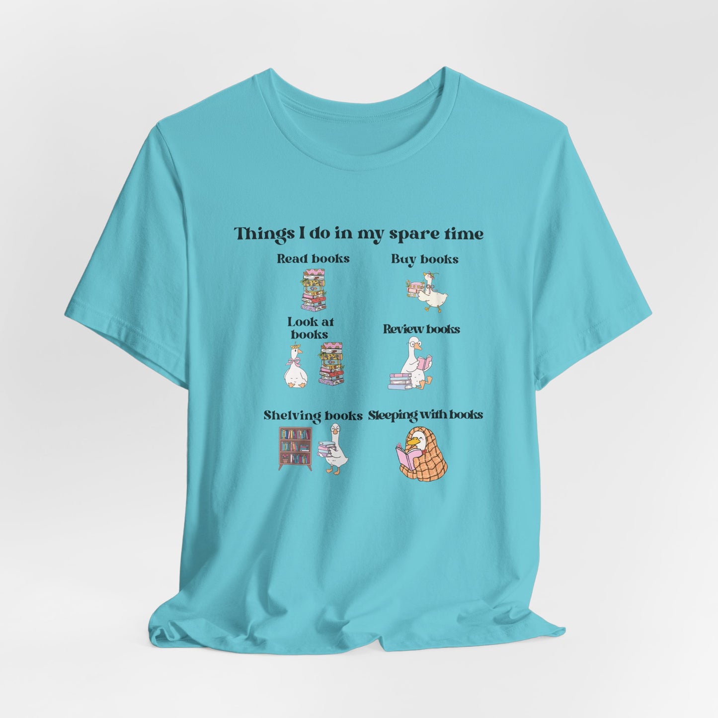 Book Lover T‑Shirt — "Things I Do in My Spare Time" Illustrated Reading Checklist