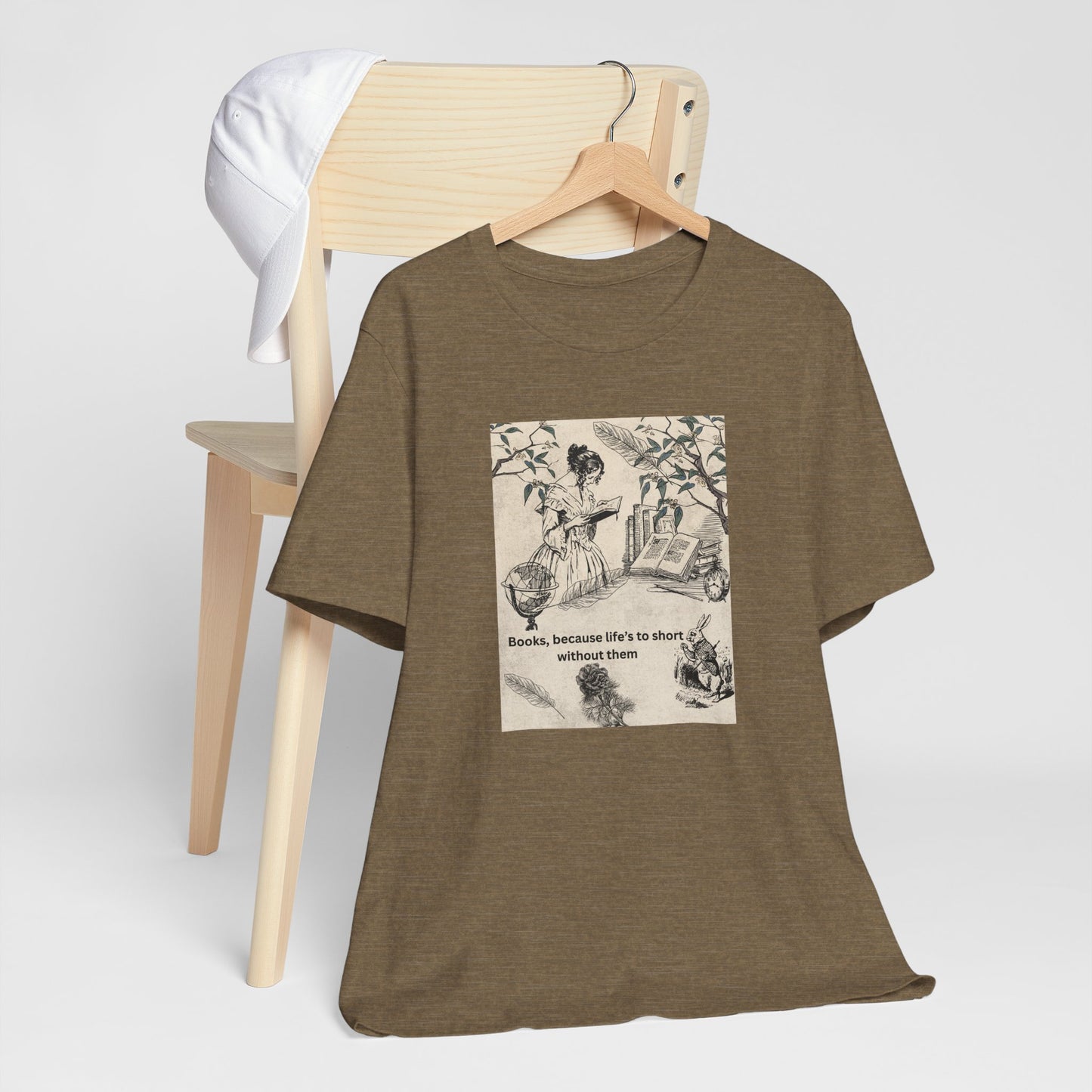 Vintage Reading Tee — "Books, because life’s too short without them"