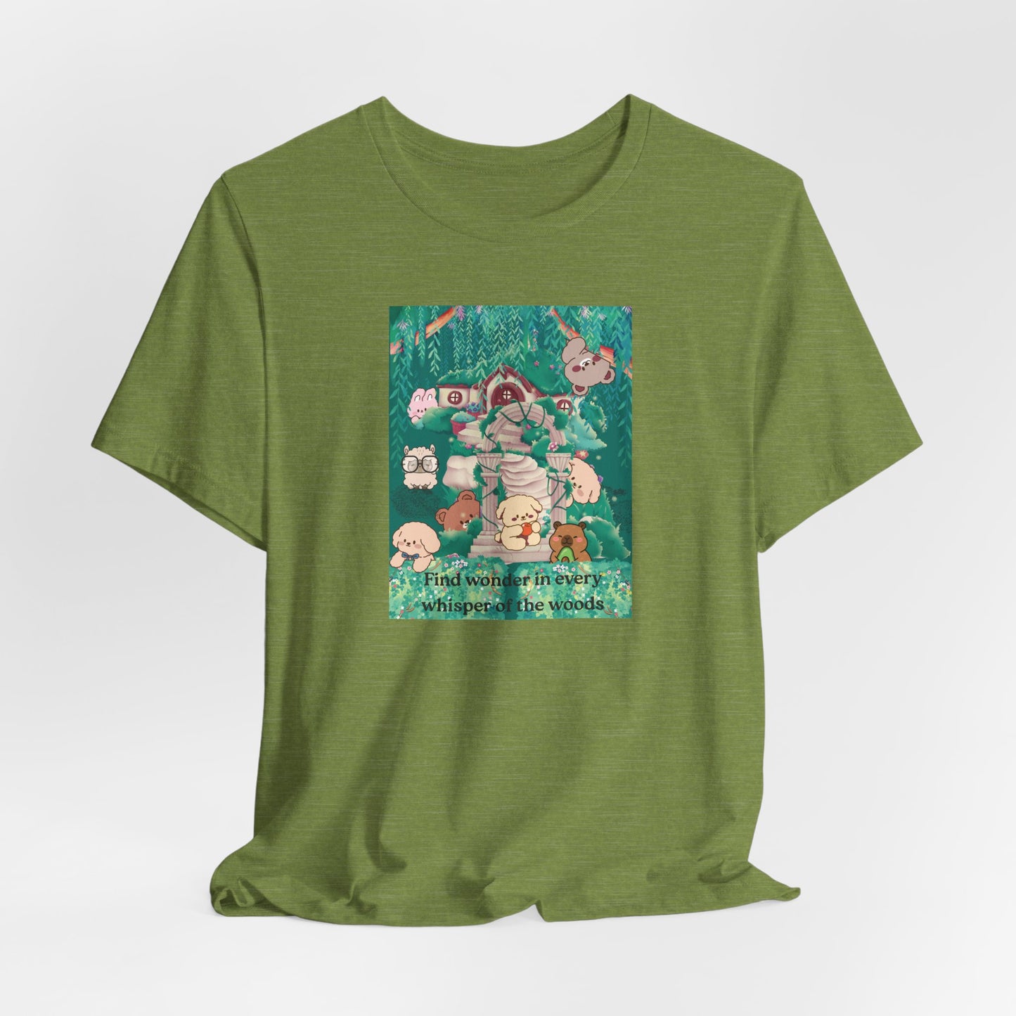 T-Shirt — 'Find Wonder in Every Whisper of the Woods' Cute Forest Animals Graphic Tee