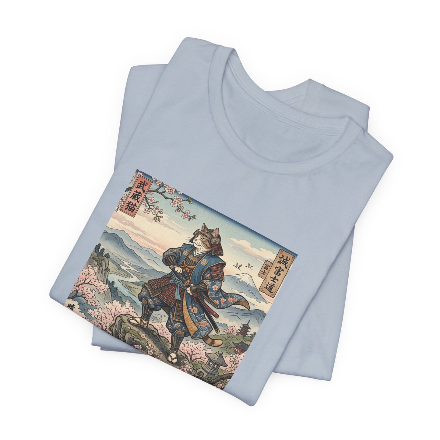 Samurai Cat Graphic Tee — Japanese Ukiyo-e Inspired Anime T-Shirt