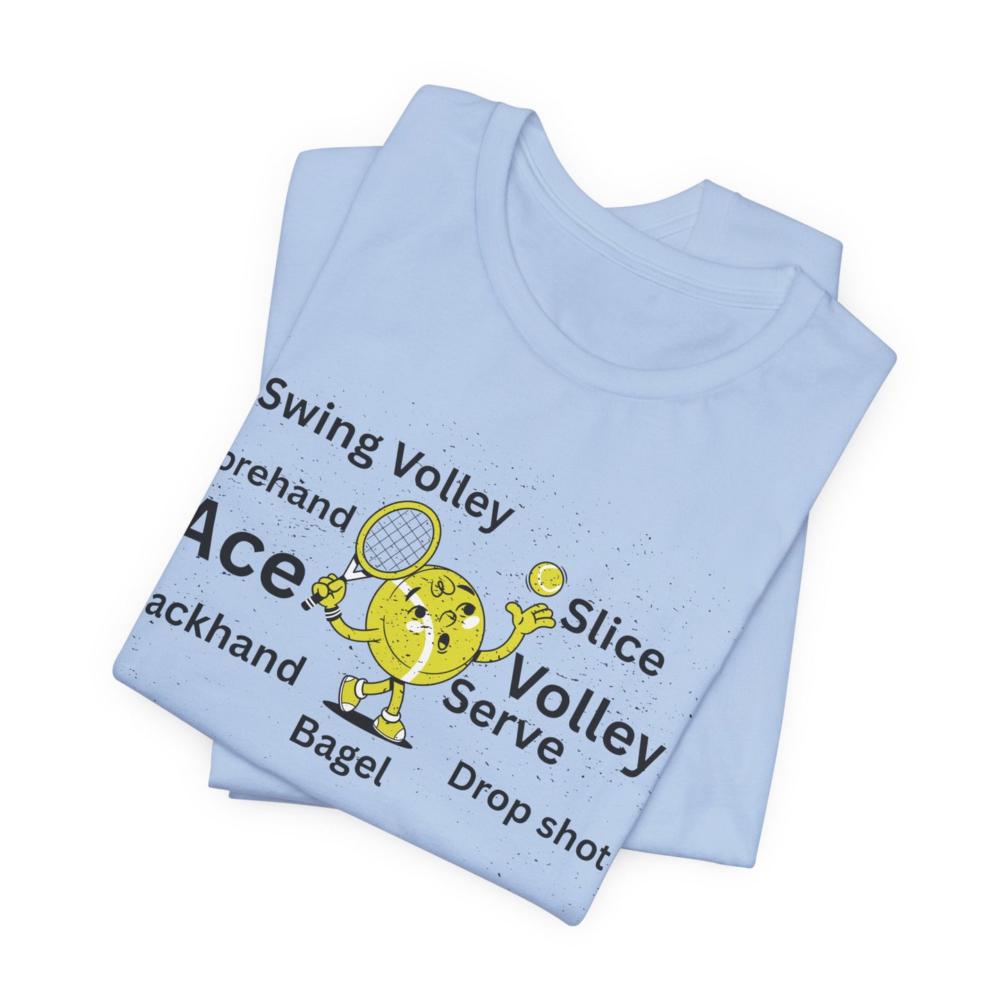 Tennis Ace Graphic Tee — Cute Tennis Ball Illustration with Terms (Ace, Volley, Serve)