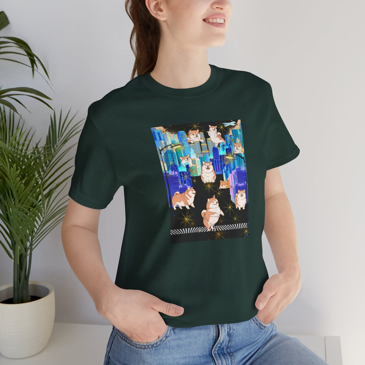 Shiba Inu Cityscape T‑Shirt — One‑of‑a‑Kind Cute Shiba Tee