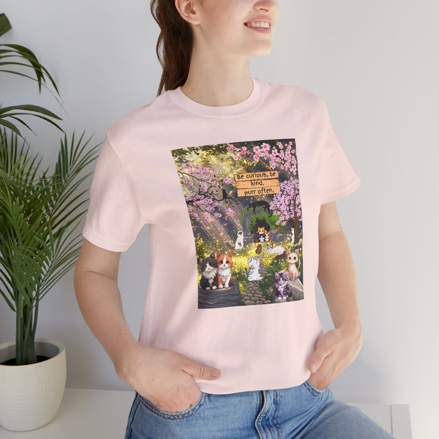 T-Shirt — Spring Dog Park Scene with 'Be Curious Not Critical' Quote