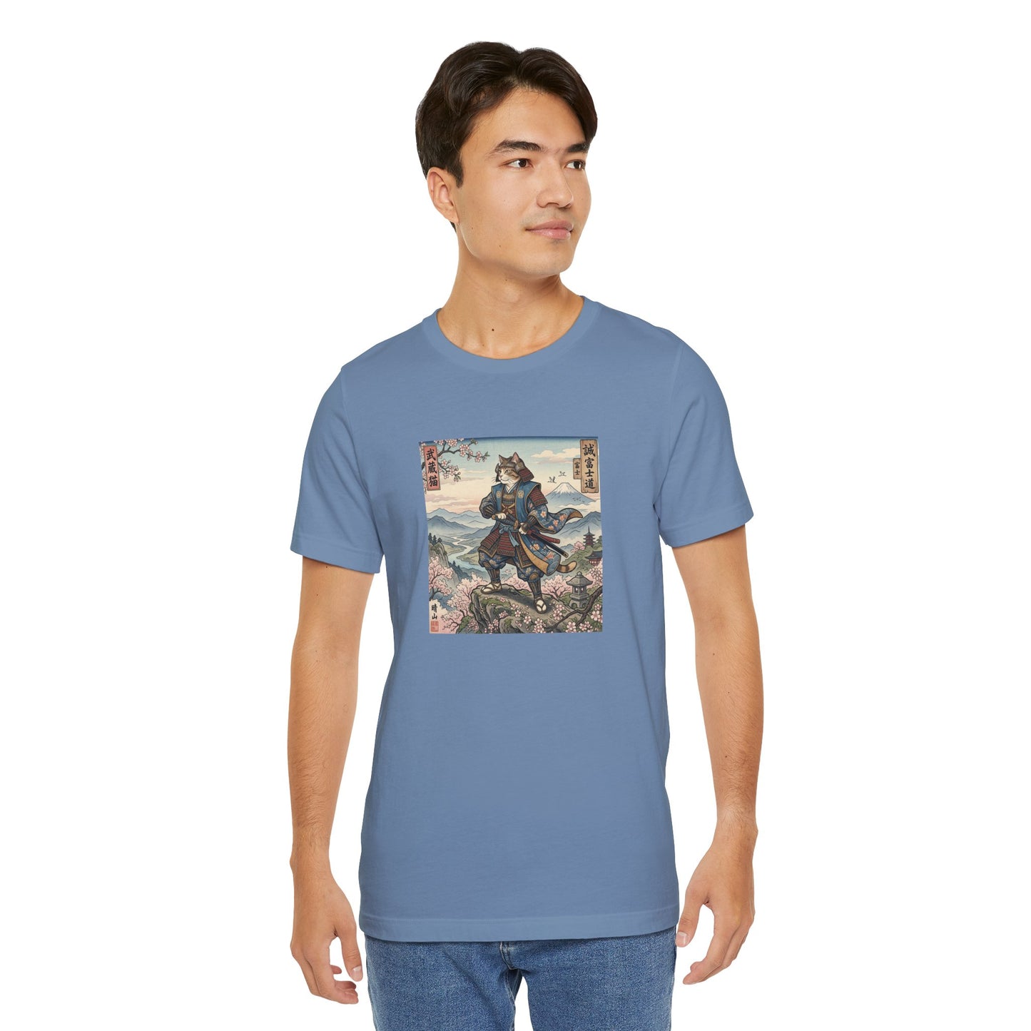Samurai Cat Graphic Tee — Japanese Ukiyo-e Inspired Anime T-Shirt