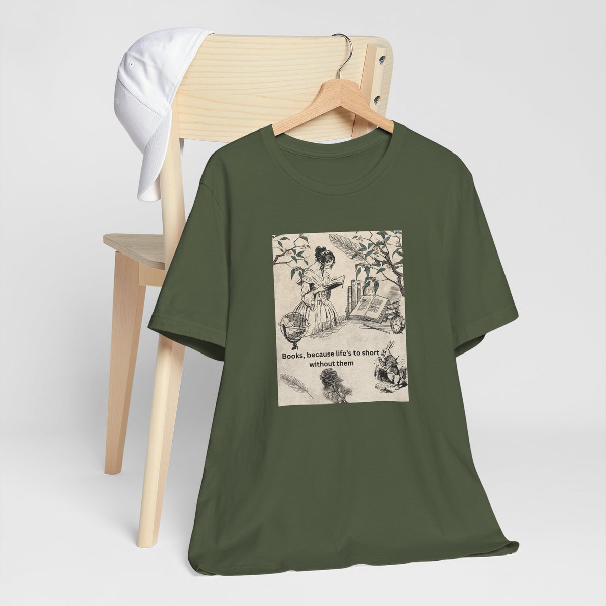 Vintage Reading Tee — "Books, because life’s too short without them"