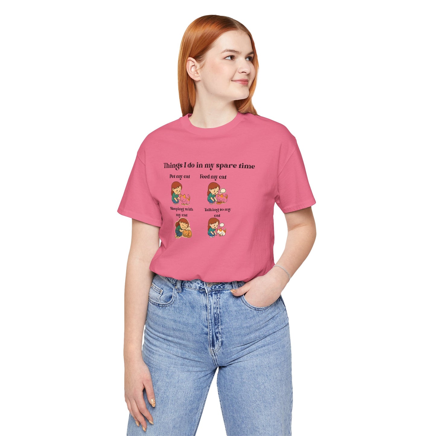 Cat Lover T-Shirt - "Things I Do In My Spare Time" Cute Cat Activities Tee
