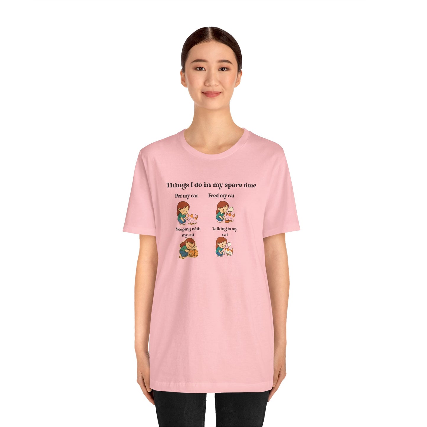 Cat Lover T-Shirt - "Things I Do In My Spare Time" Cute Cat Activities Tee