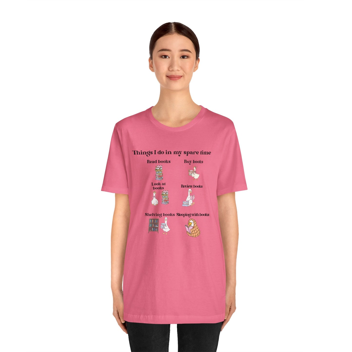 Book Lover T‑Shirt — "Things I Do in My Spare Time" Illustrated Reading Checklist