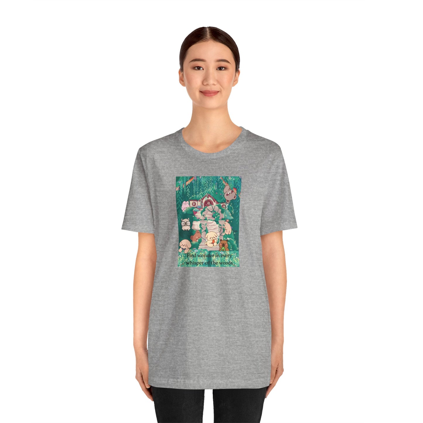 T-Shirt — 'Find Wonder in Every Whisper of the Woods' Cute Forest Animals Graphic Tee
