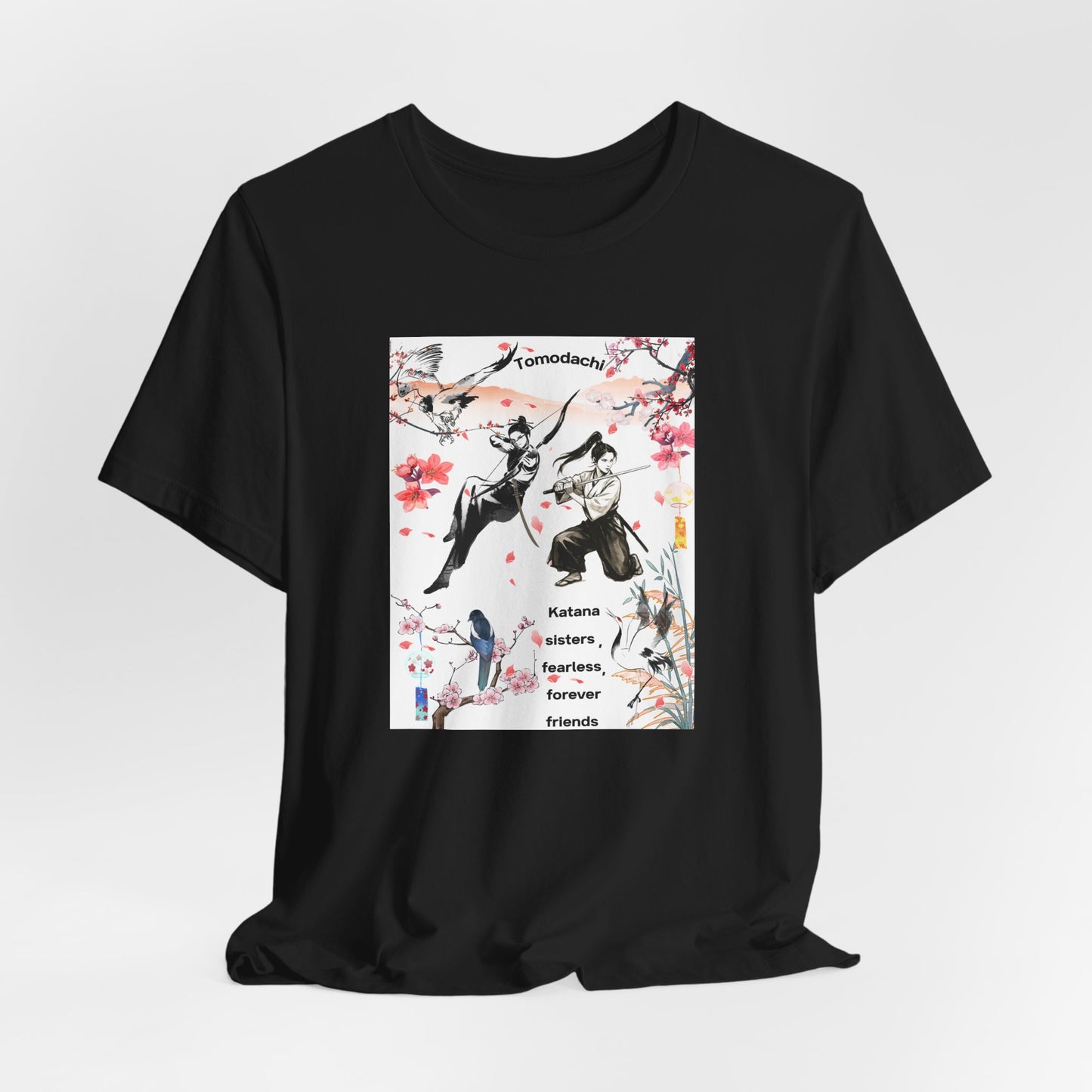 Samurai Cherry Blossom Tee — Katana Warriors Floral Graphic Shirt