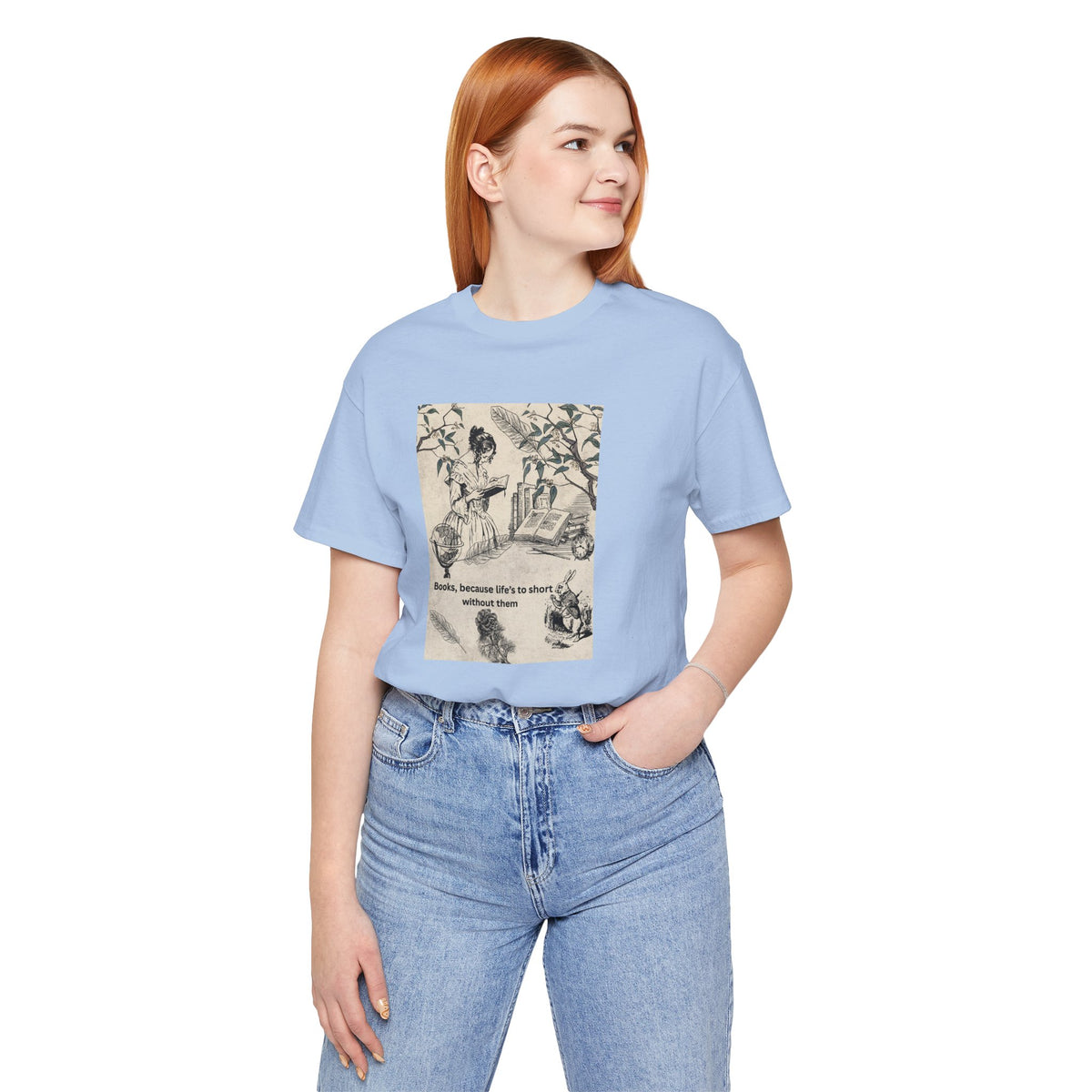 Vintage Reading Tee — "Books, because life’s too short without them"