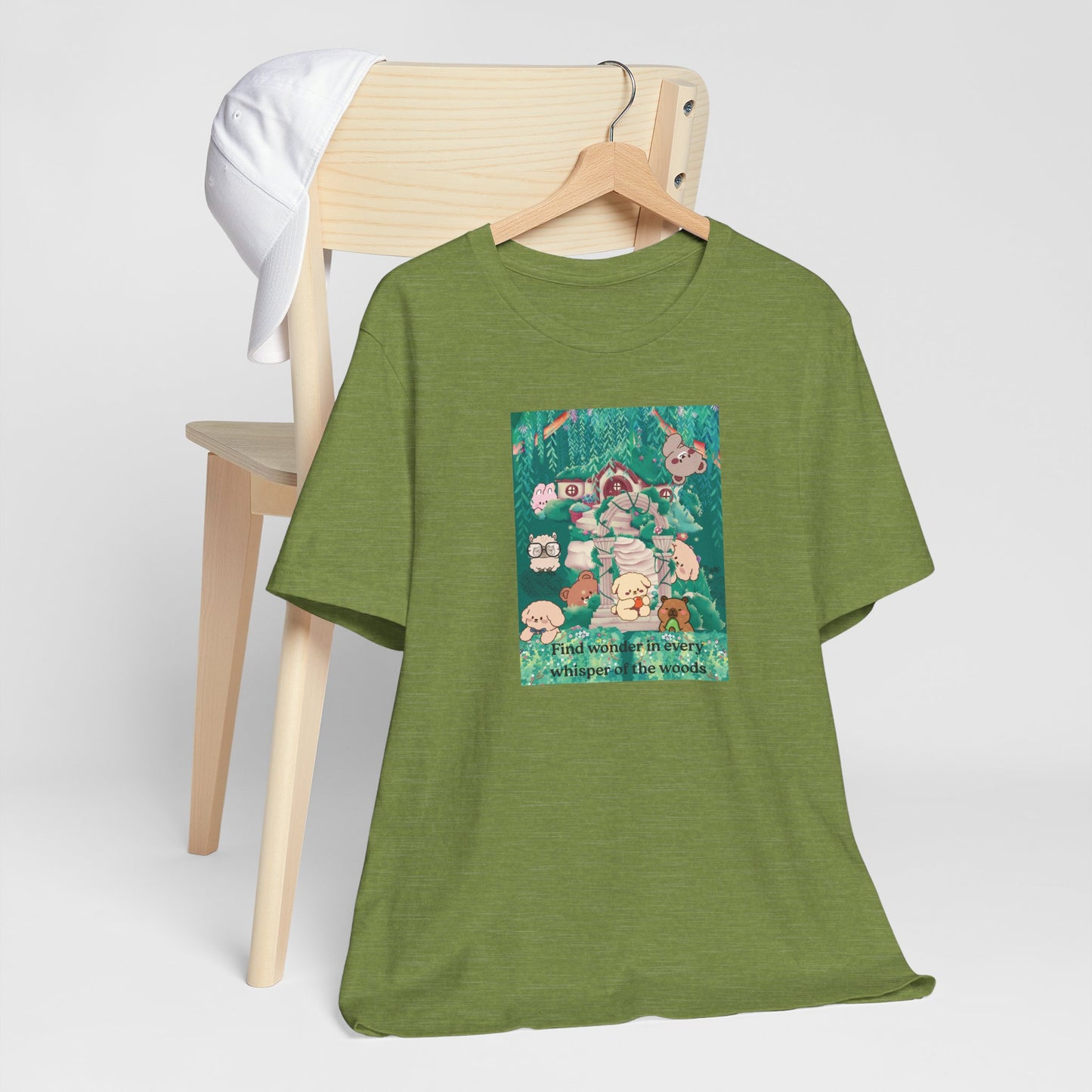 T-Shirt — 'Find Wonder in Every Whisper of the Woods' Cute Forest Animals Graphic Tee