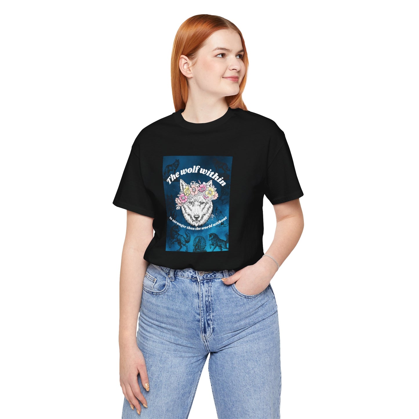 Wolf Within T‑Shirt — 'The wolf within' Floral Wolf Graphic Tee